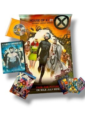 🦋 5/$25 - Marvel X-Men Merch Bundle: Trading Cards, Poster, Wolverine DVD
